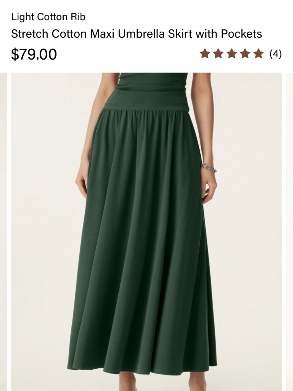OGL Stretch Cotton Maxi Umbrella Skirt with Pocket, Medium
